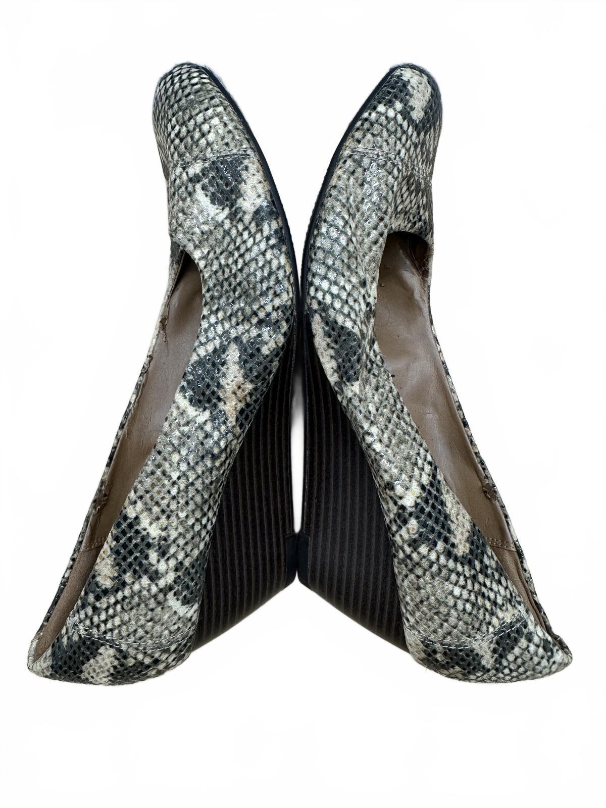 Clarks Snake Print Wedge Pumps Comfortable Chic Statement Footwear