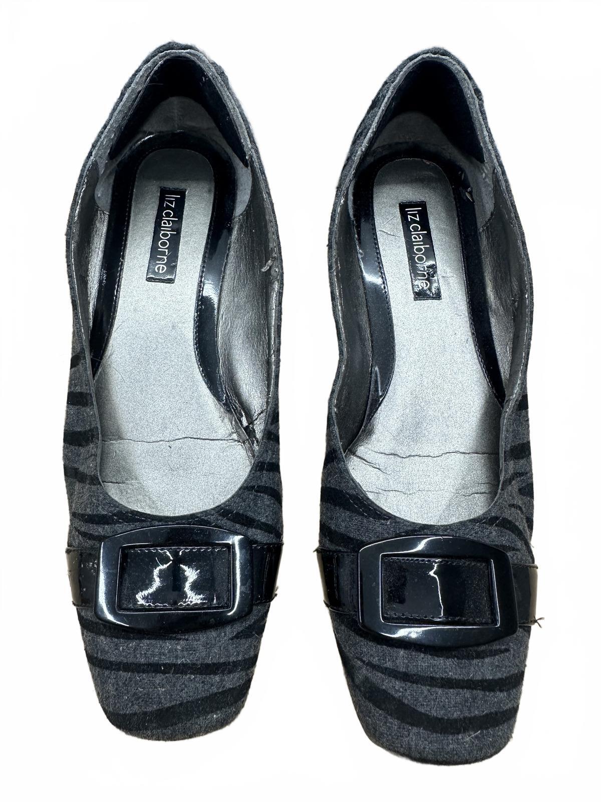 Liz Claiborne Zebra Print Ballet Flats Black Animal Print Loafers