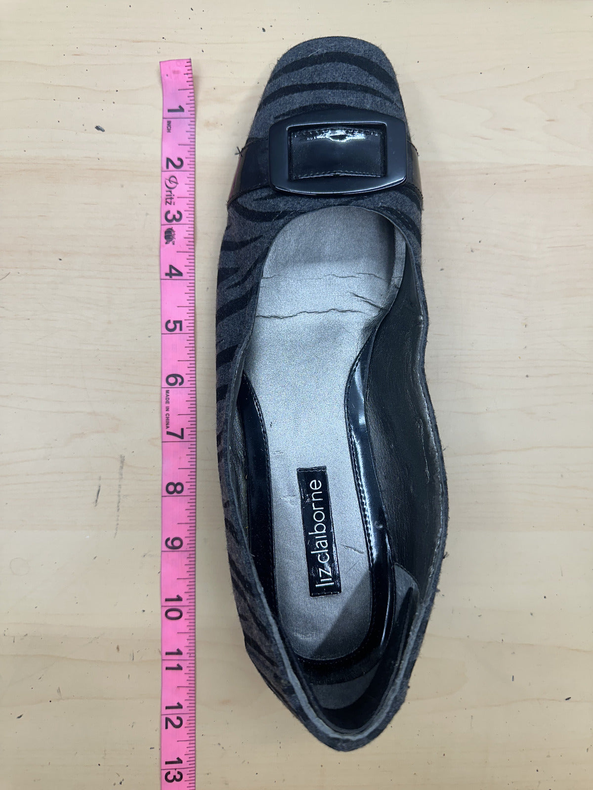 Liz Claiborne Zebra Print Ballet Flats Black Animal Print Loafers