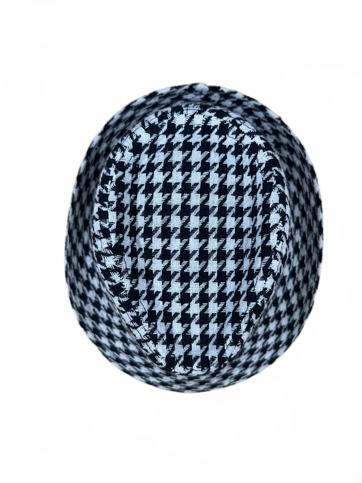Black and White Houndstooth Fedora Hat