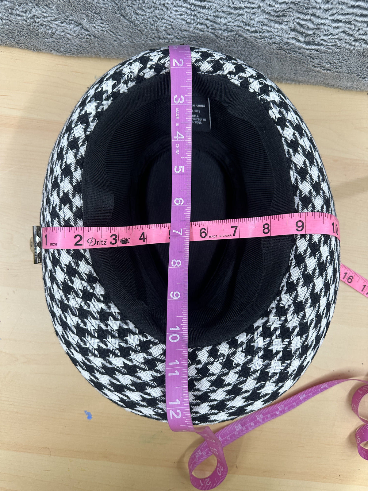 Black and White Houndstooth Fedora Hat