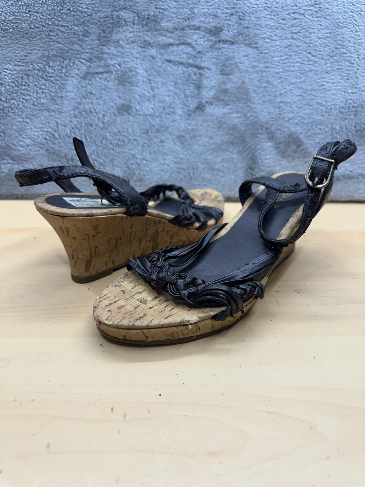 Liz Baker Brown Strappy Cork Wedge Sandals