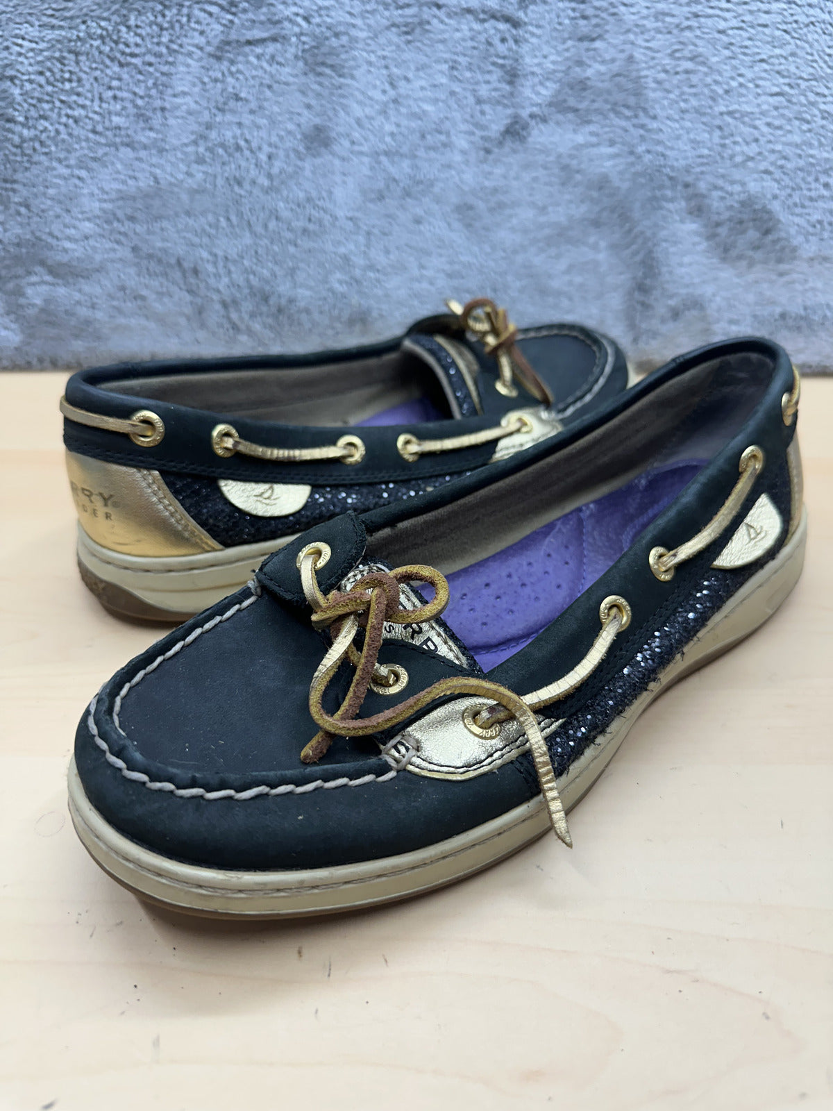 Sperry Black and Gold Boat Shoes Classic Nautical