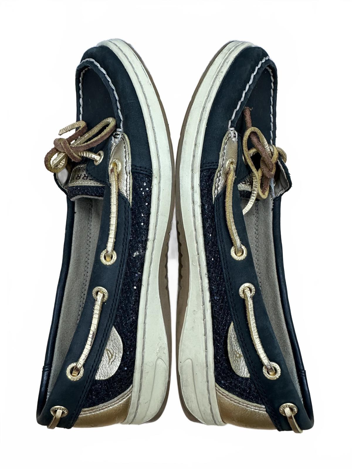 Sperry Black and Gold Boat Shoes Classic Nautical