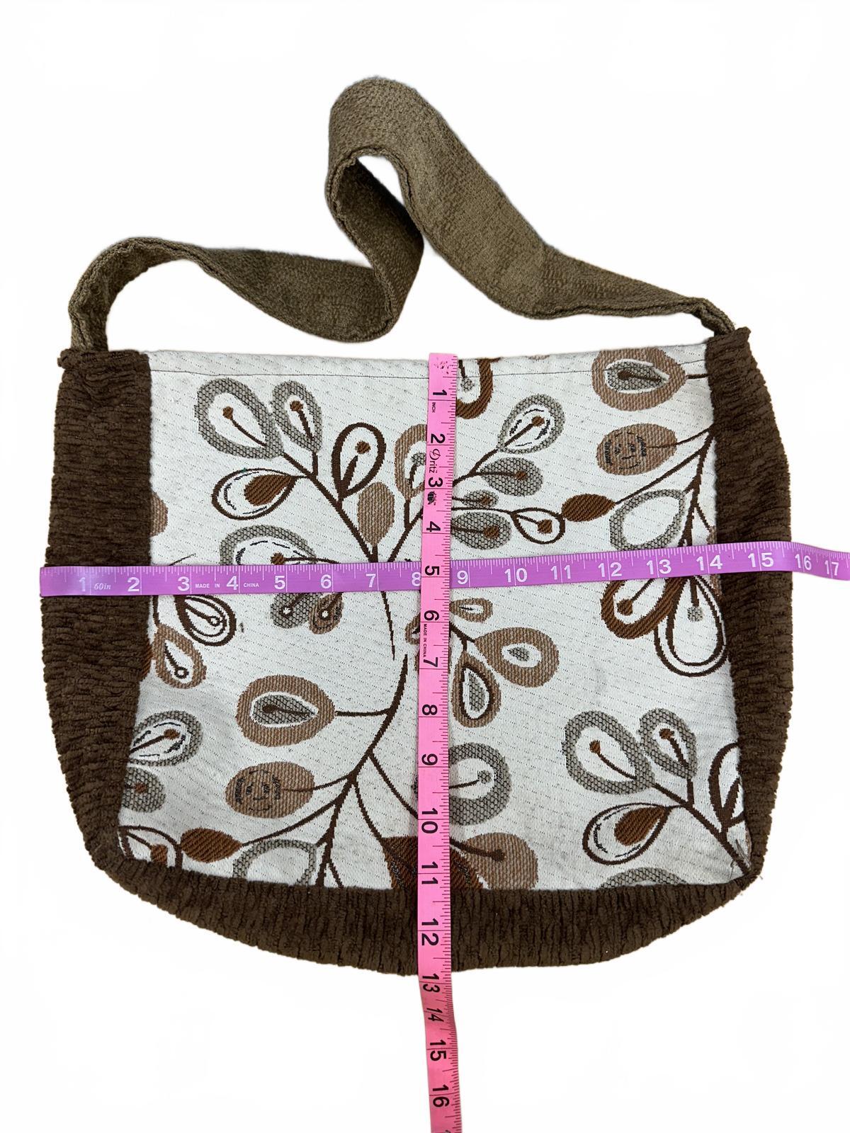 Handmade Bohemian Brown and Cream Floral Tote Bag