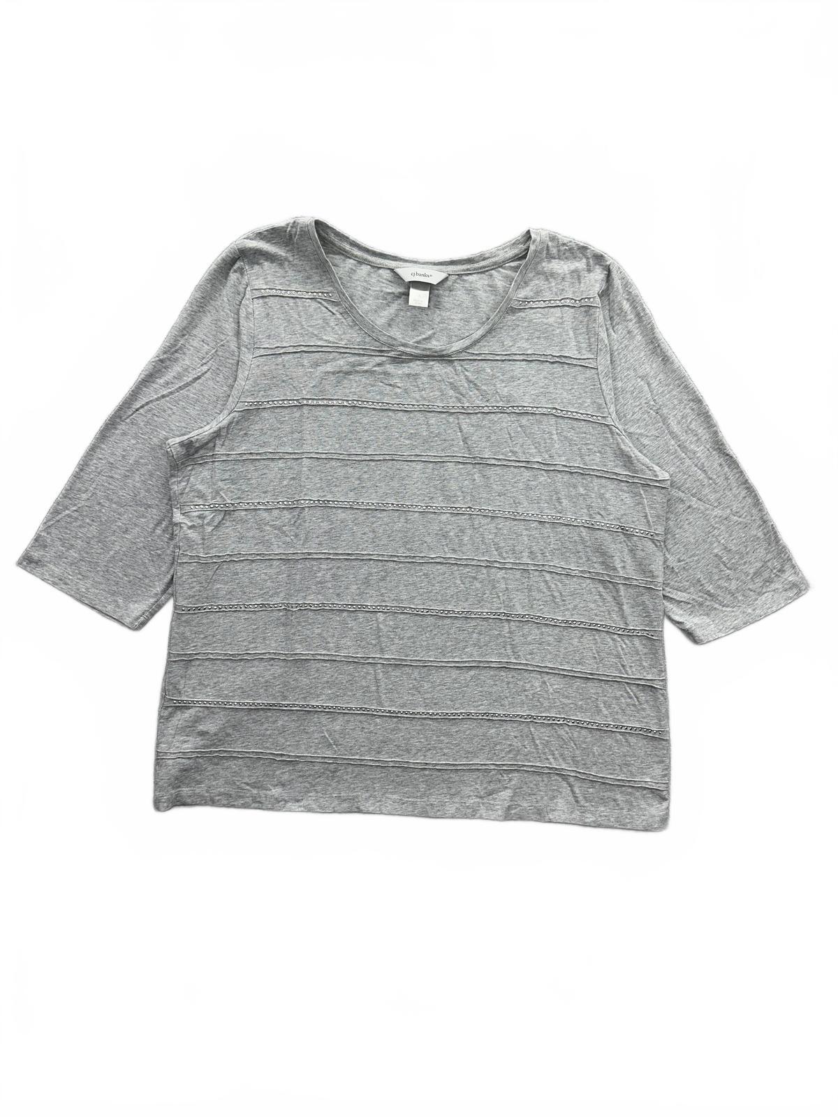 CJ Banks Light Gray Tunic Top Casual 3/4 Sleeve