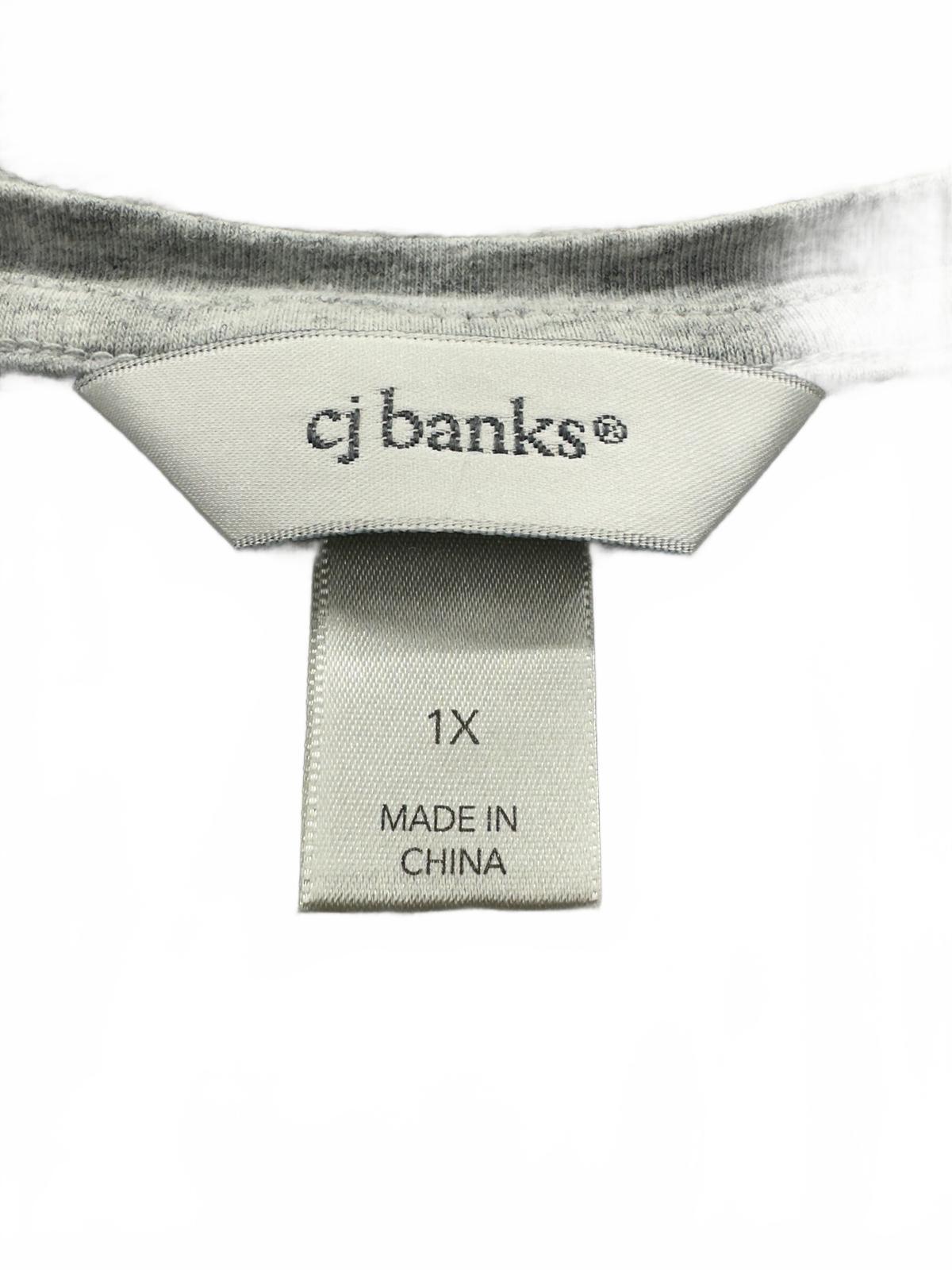 CJ Banks Light Gray Tunic Top Casual 3/4 Sleeve