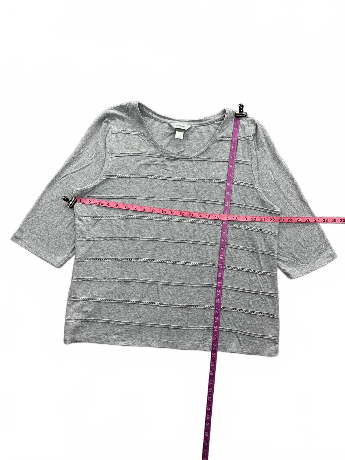CJ Banks Light Gray Tunic Top Casual 3/4 Sleeve