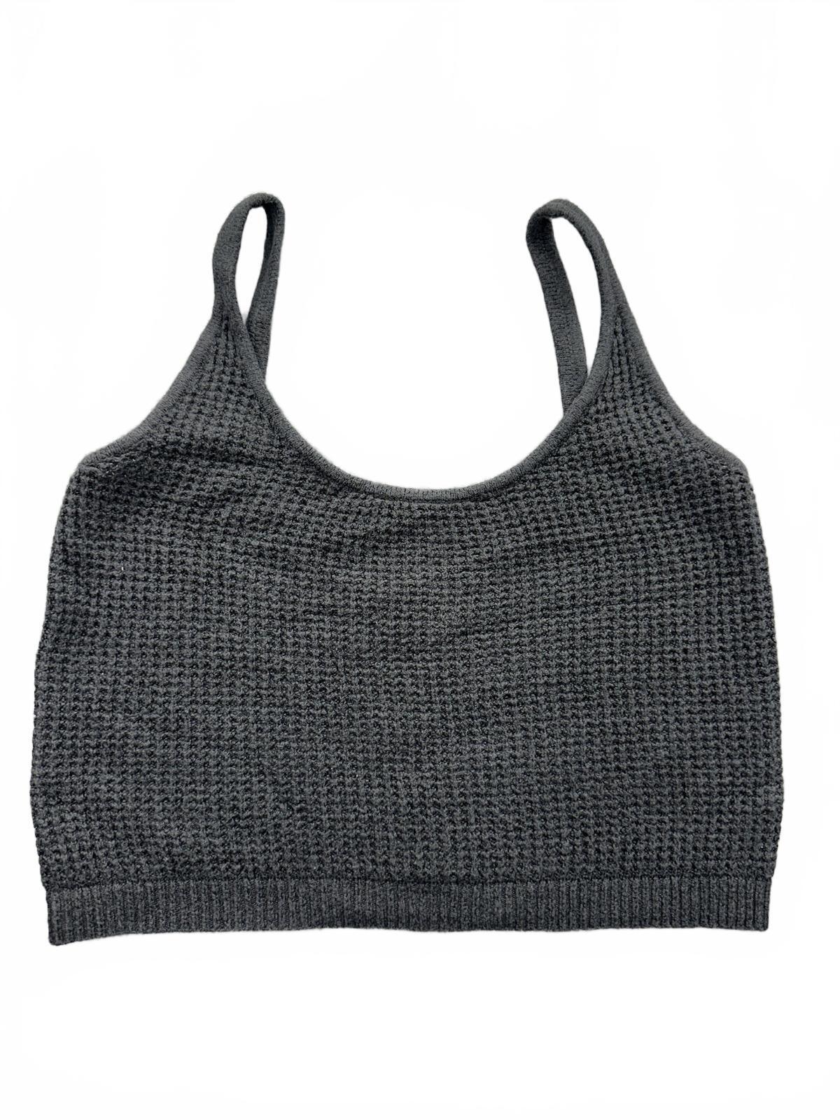Old Navy Black Waffle Knit Cropped Tank Top