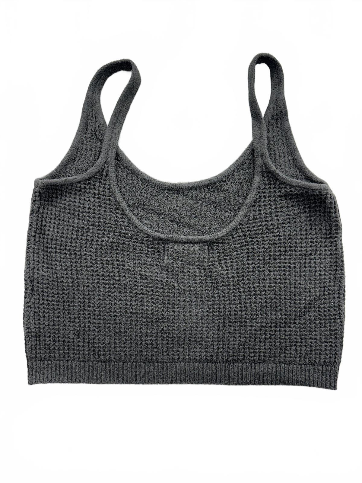 Old Navy Black Waffle Knit Cropped Tank Top