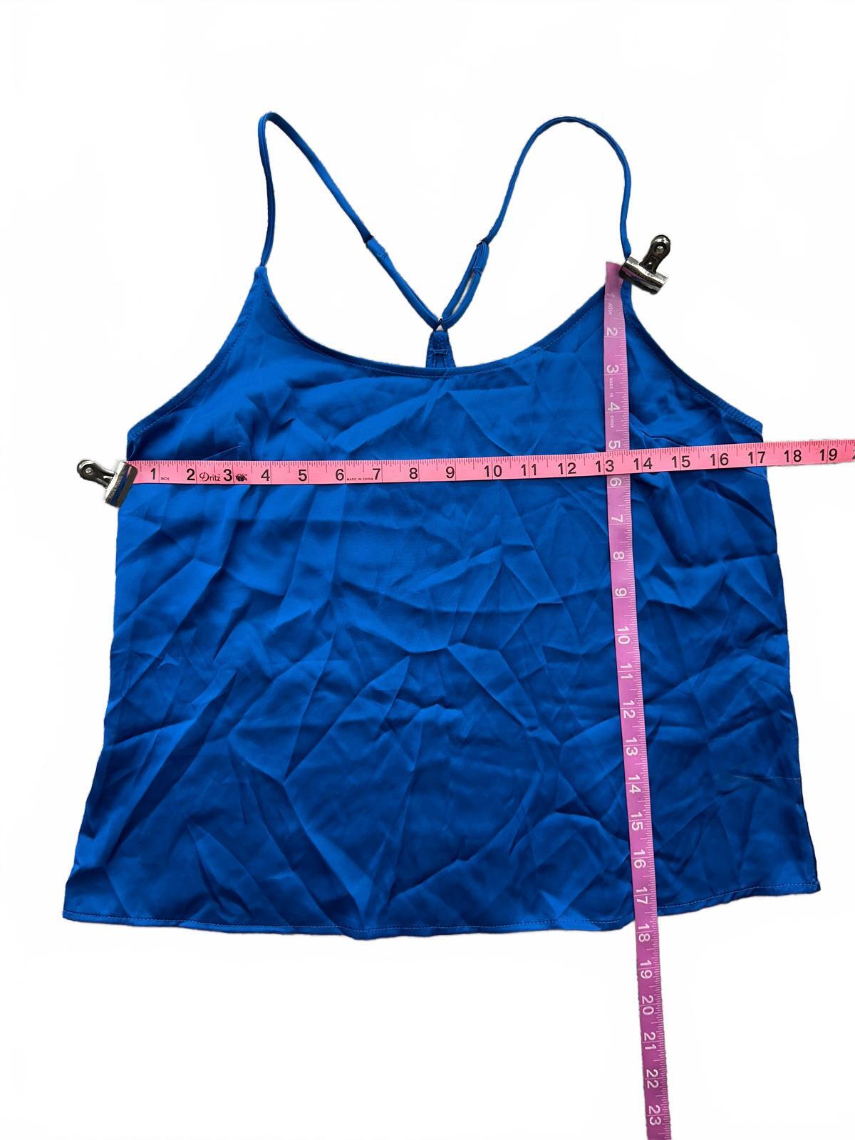 Blue Satin Cami Top Racerback Adjustable Straps Minimalist Summer Tank
