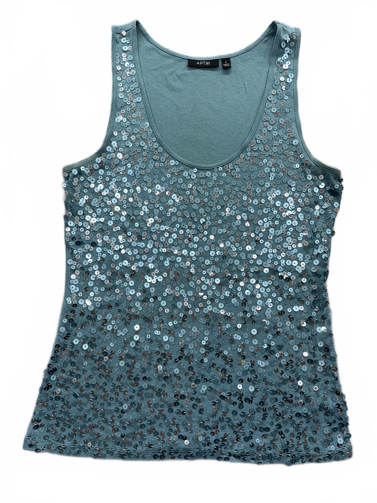 Apt. 9 Light Blue Sequin Tank Top
