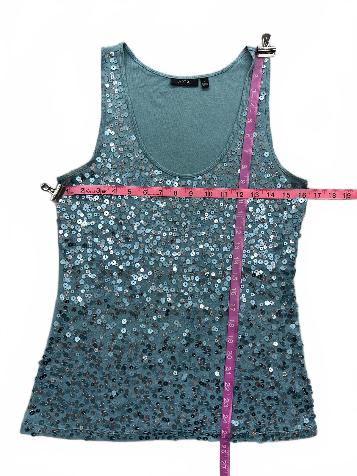 Apt. 9 Light Blue Sequin Tank Top