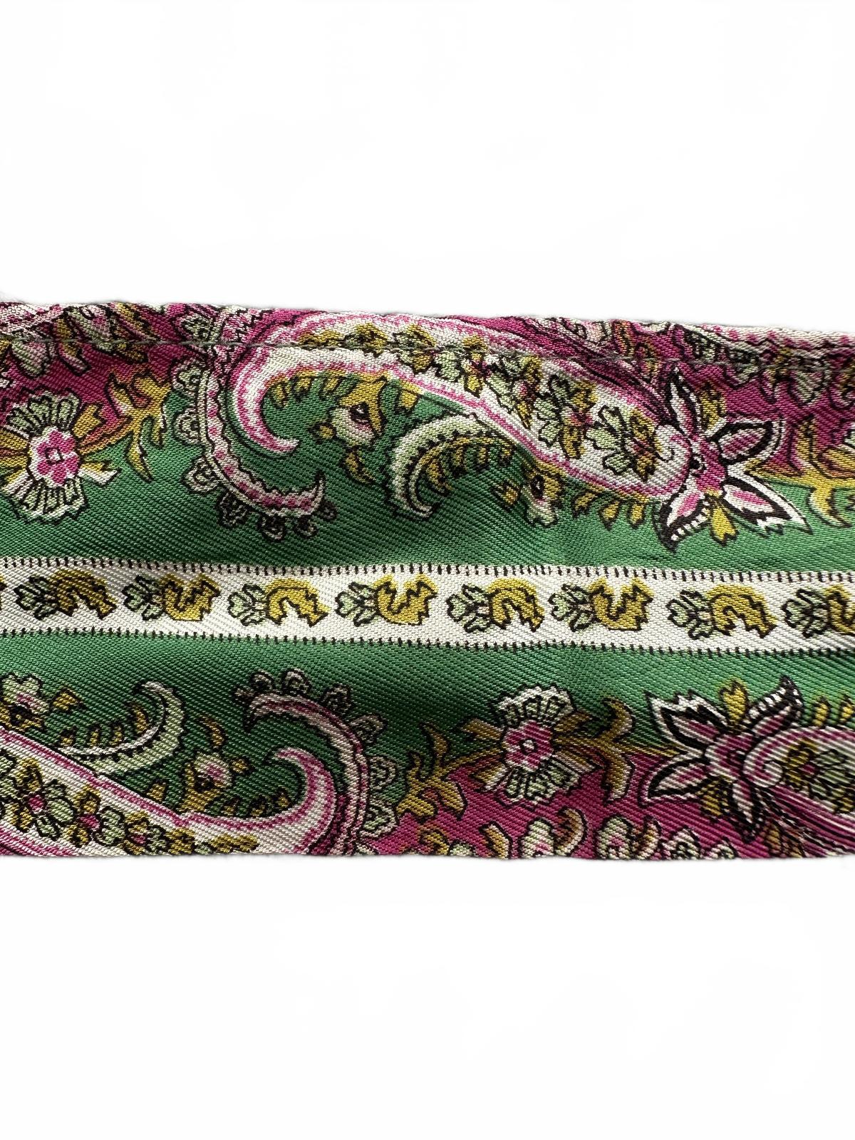 Vintage Paisley Neck Scarf/Purse Scarf Green Pink Retro Boho Accessory