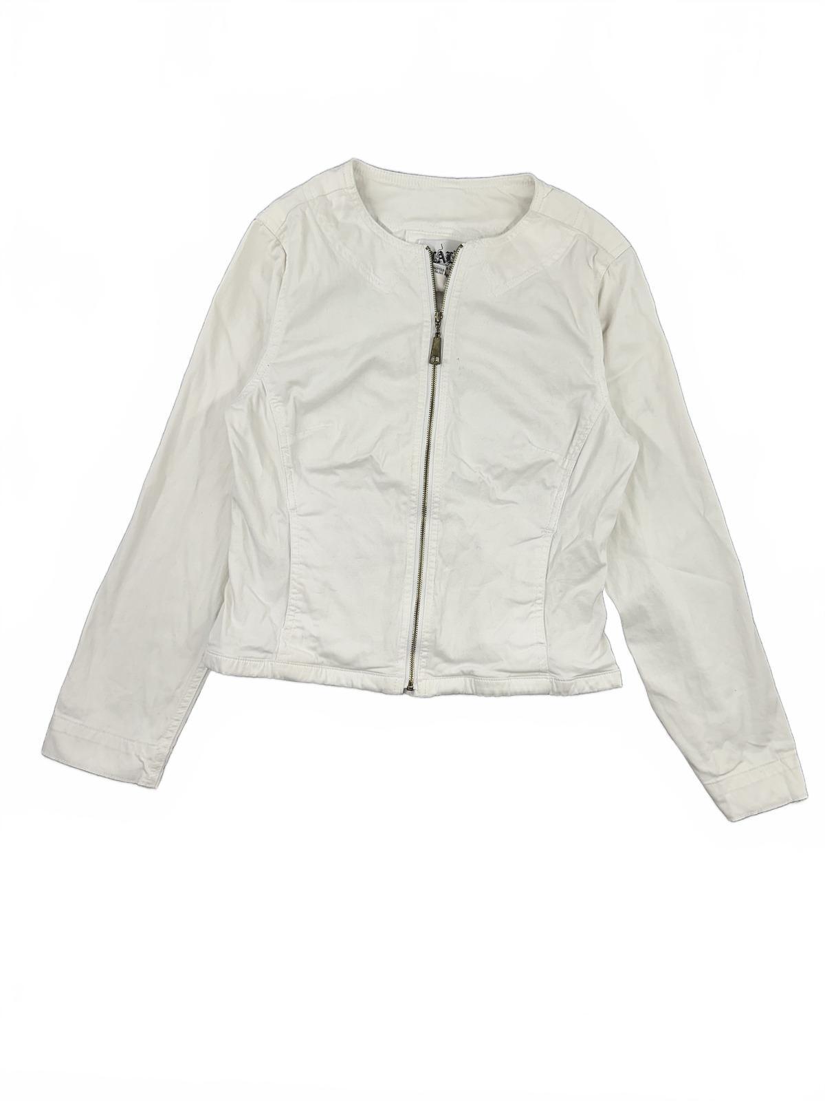 Live a Little White Zip Up Jacket Y2K Casual Preppy