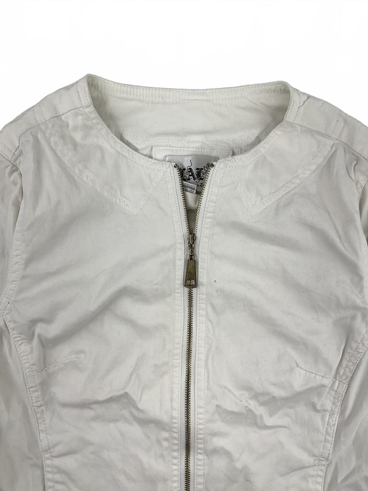 Live a Little White Zip Up Jacket Y2K Casual Preppy