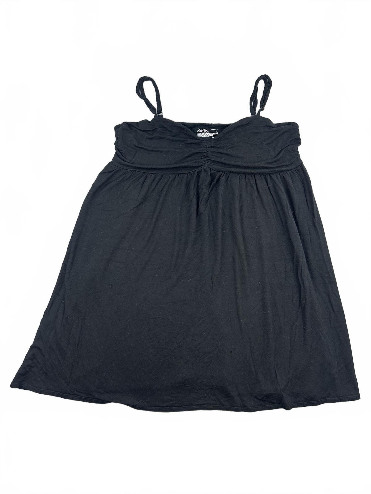 Gilligan O'Malley Black Sleeveless Sleepwear Dress with Ruched Bust and Adjusted