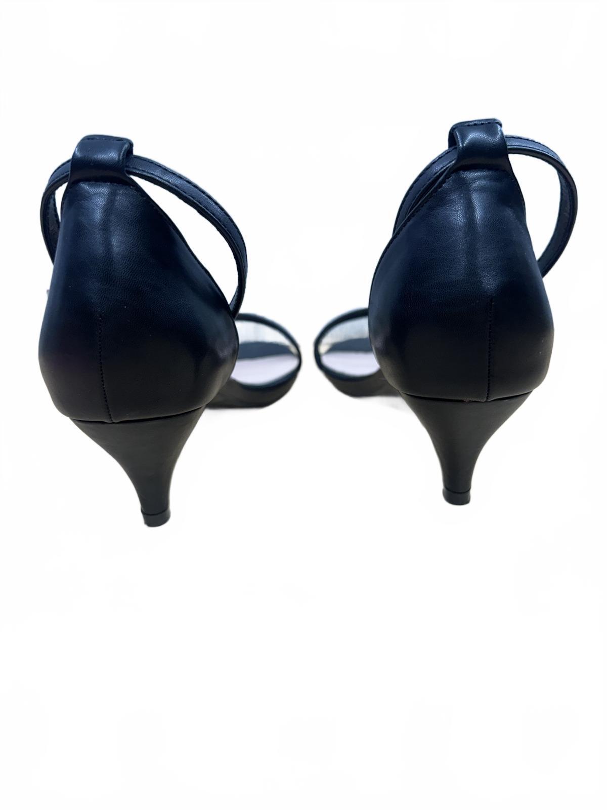 Frank Mully Black Strappy Kitten Heel Sandals Minimalist Chic Summer Shoes