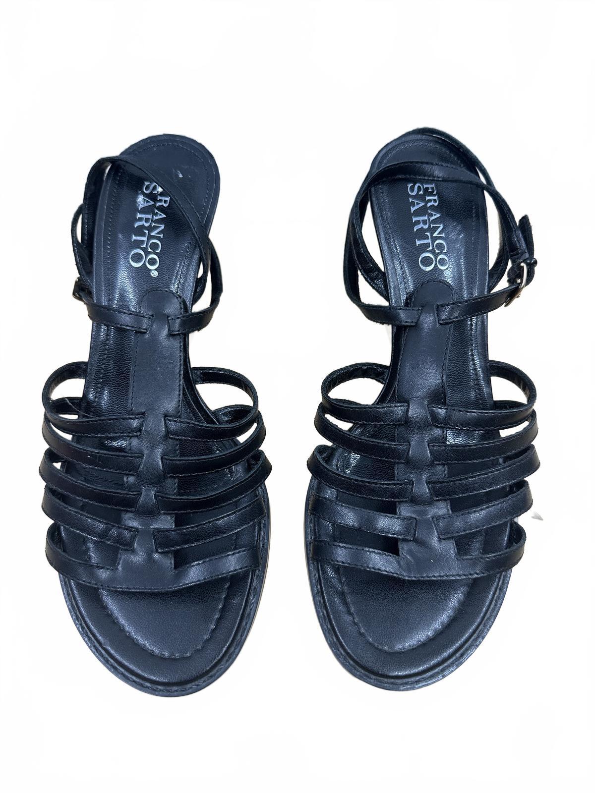 Franco Sarto Black Strappy Wedge Sandals Casual Summer