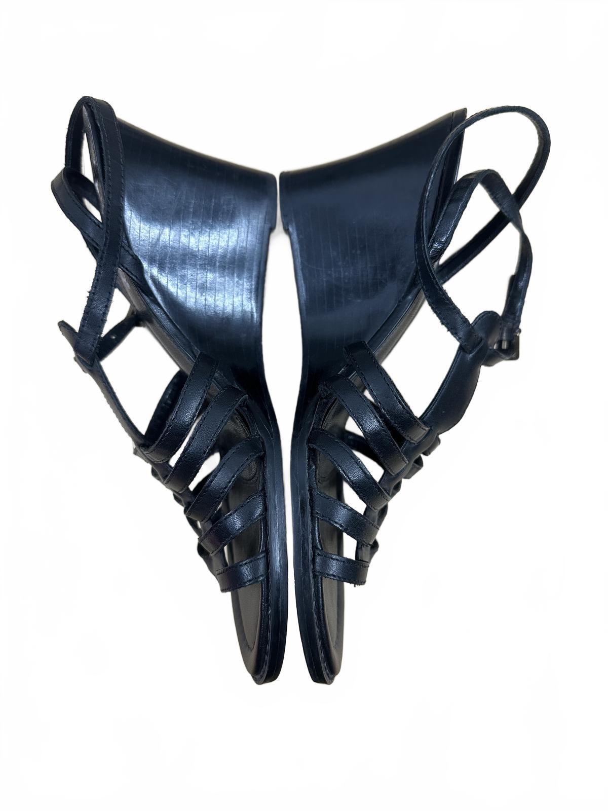 Franco Sarto Black Strappy Wedge Sandals Casual Summer