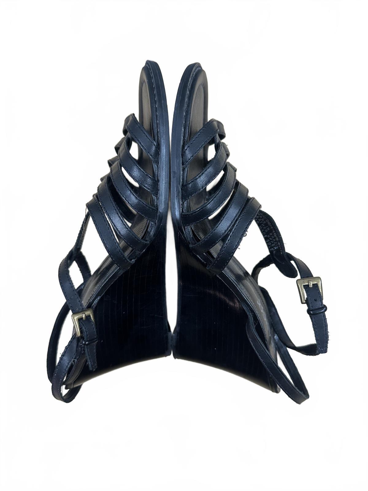 Franco Sarto Black Strappy Wedge Sandals Casual Summer