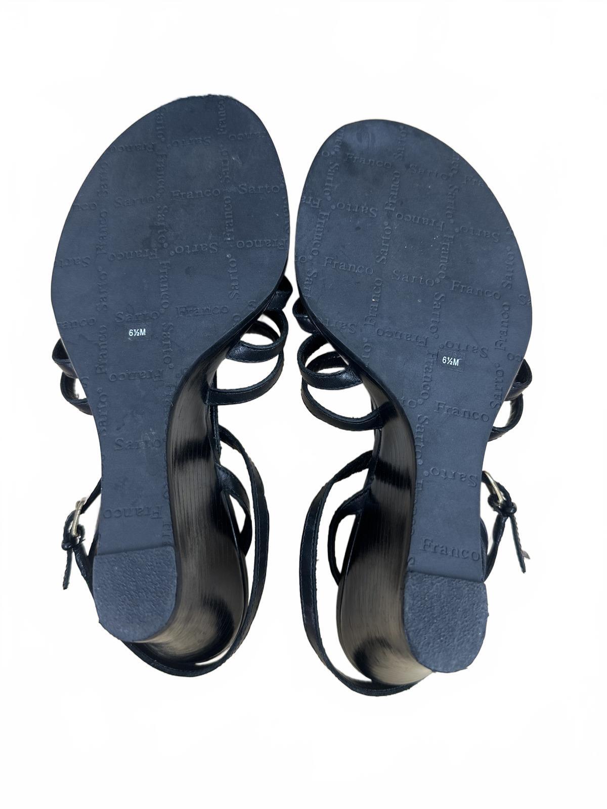 Franco Sarto Black Strappy Wedge Sandals Casual Summer