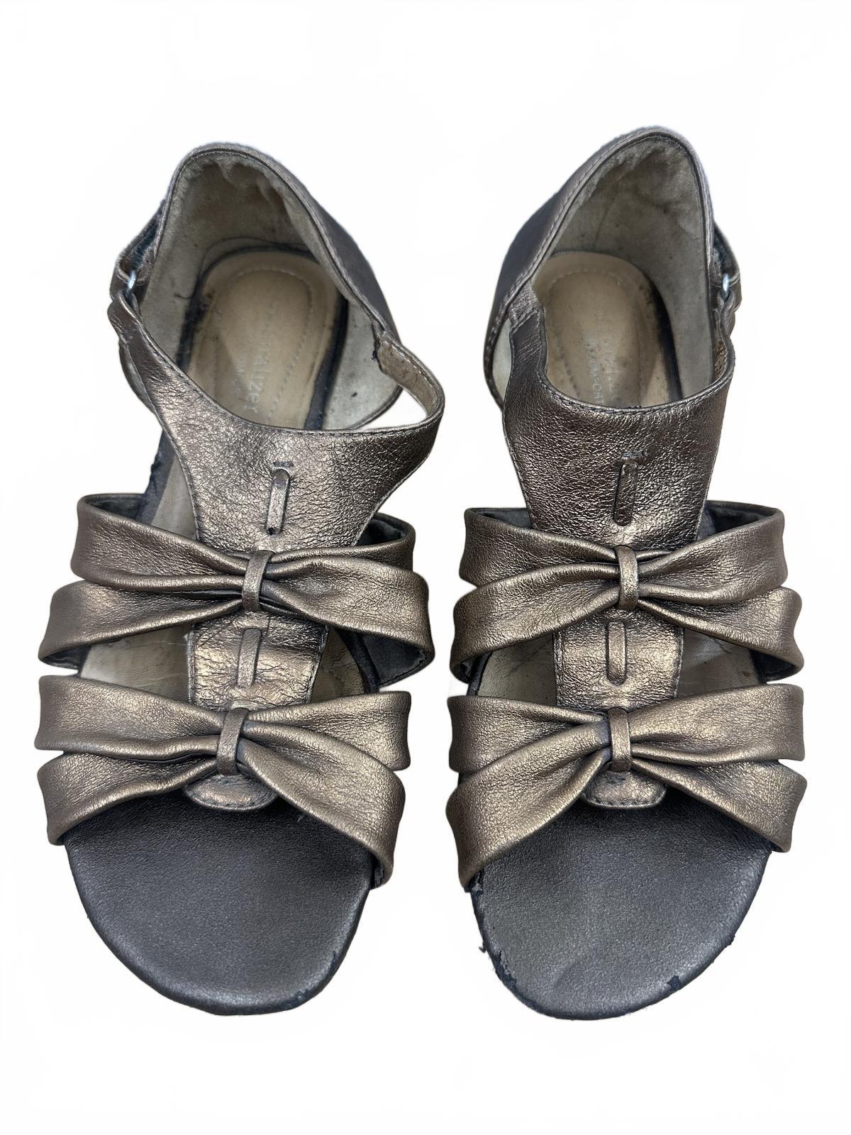 Naturalizer Metallic Gold Leather Bow Detail Slingback Sandals Casual Boho