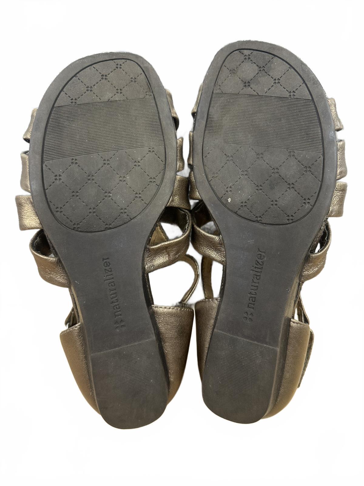 Naturalizer Metallic Gold Leather Bow Detail Slingback Sandals Casual Boho
