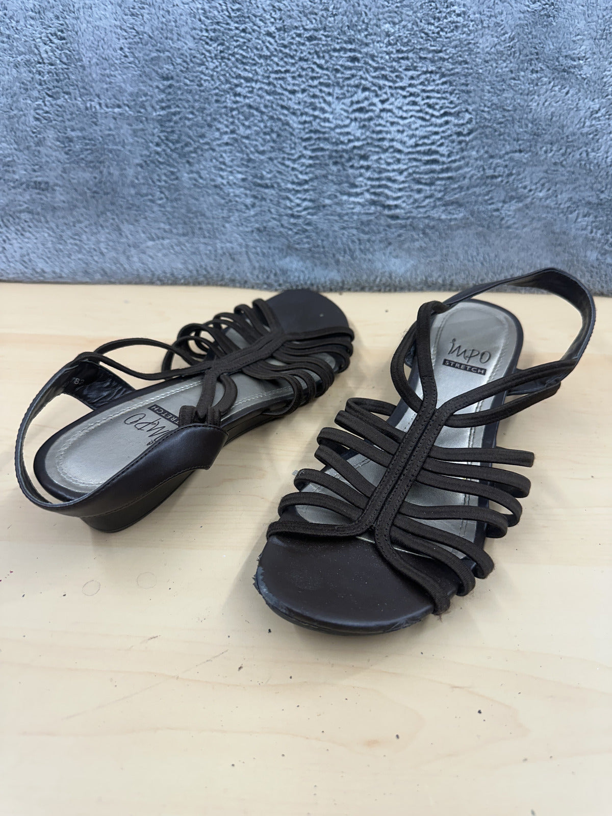 IMPO Brown Strappy Slingback Wedge Sandals Casual Summer Bohemian