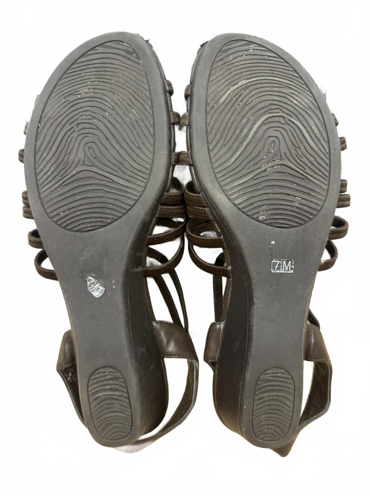 IMPO Brown Strappy Slingback Wedge Sandals Casual Summer Bohemian