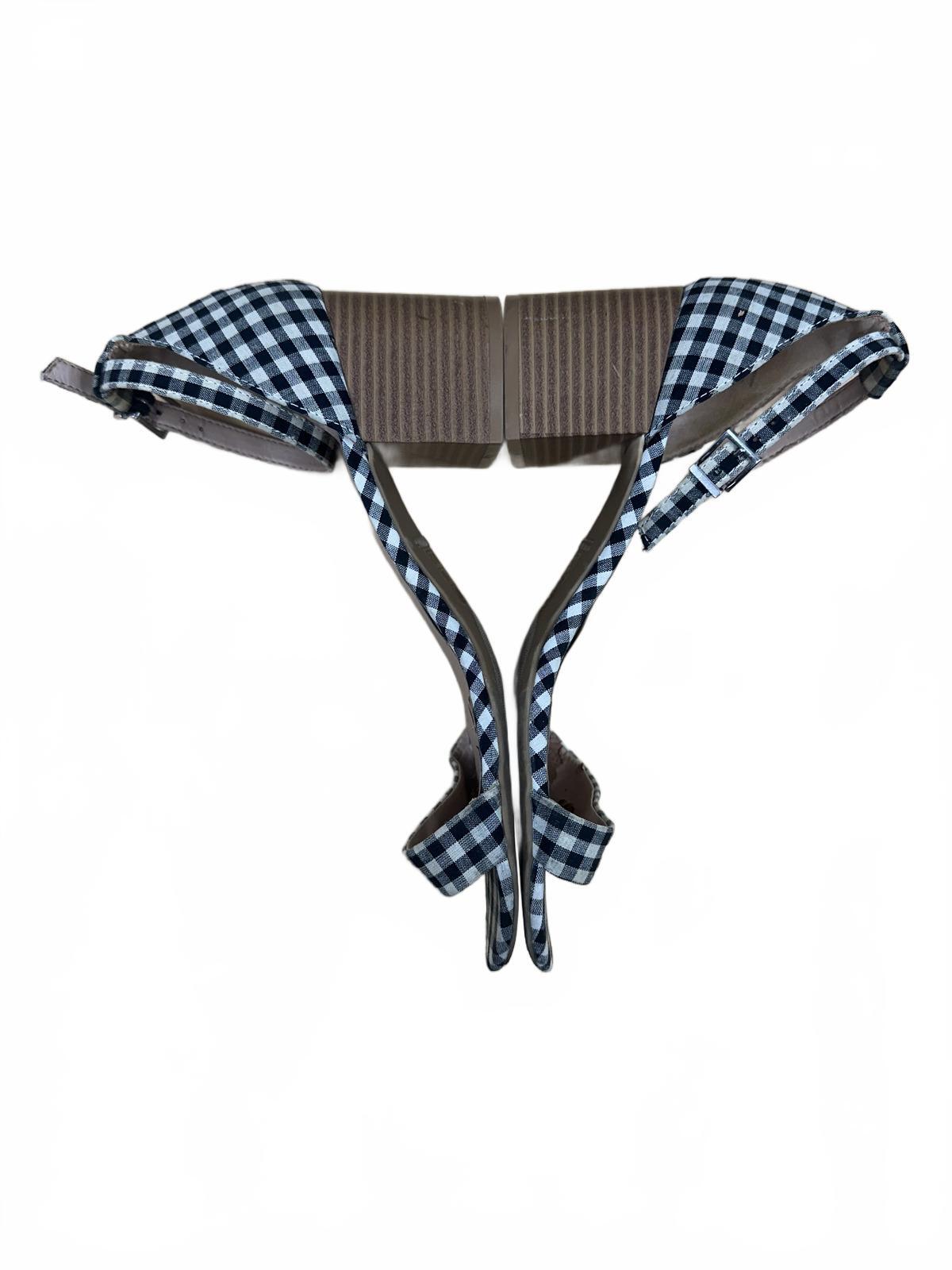 Call It Spring Black and White Gingham Heeled Sandals