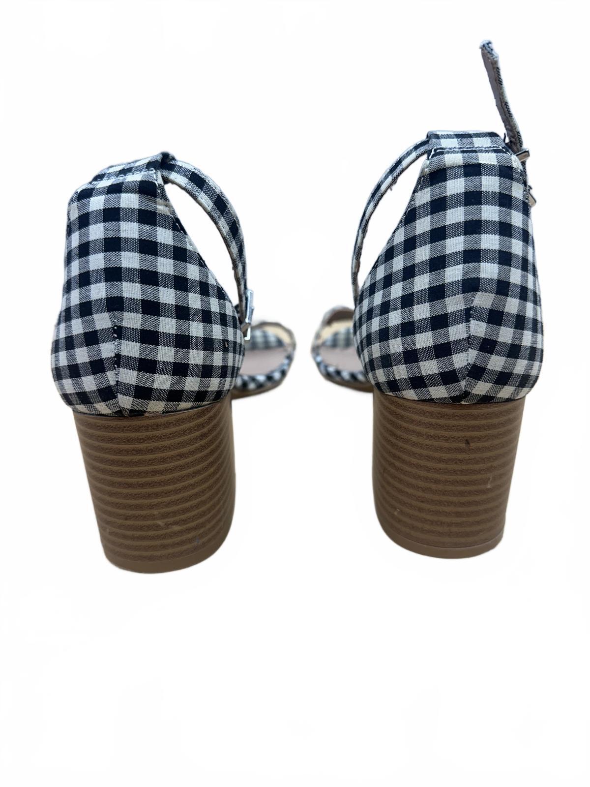 Call It Spring Black and White Gingham Heeled Sandals