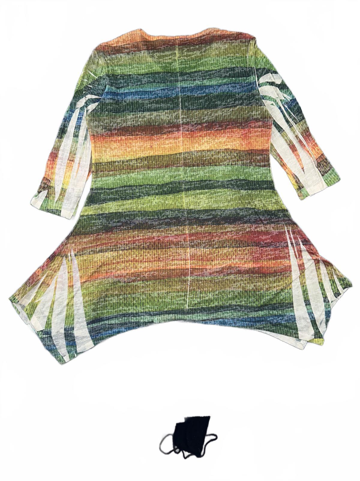 Jess & Jane Bohemian Striped Tunic Sweater in Multicolor with Sparkle Detail