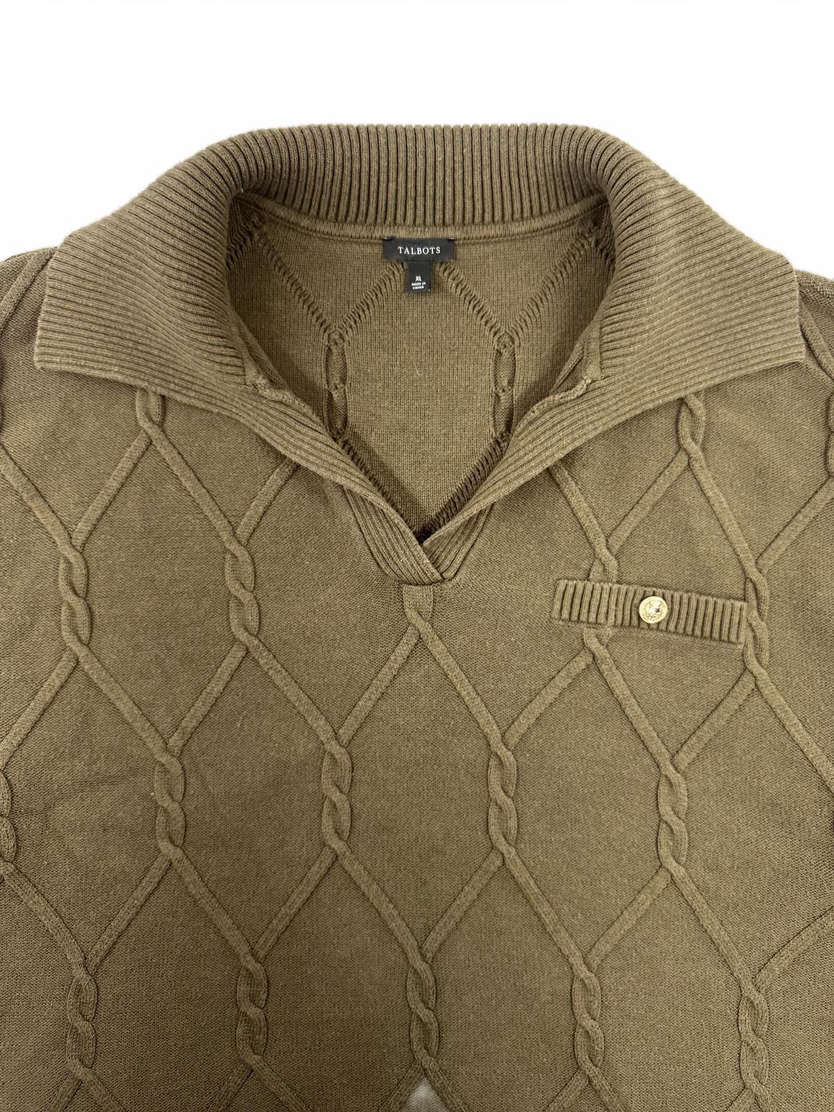 Talbots Vintage Olive Green Cable Knit Sweater Classic Preppy Knitwear