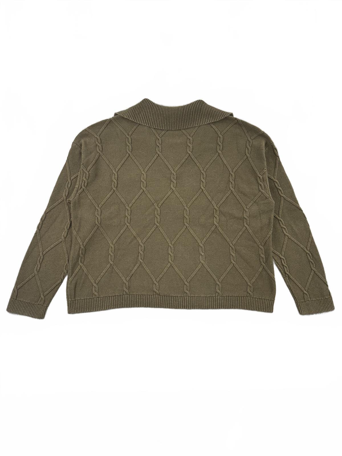 Talbots Vintage Olive Green Cable Knit Sweater Classic Preppy Knitwear