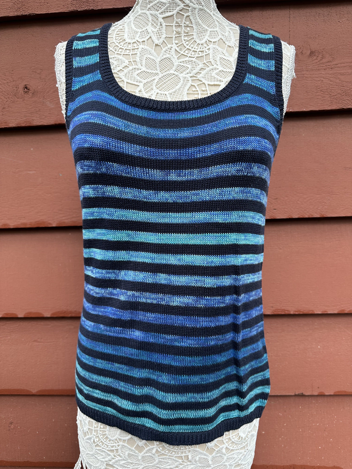 Jones New York Signature Striped Knit Tank Top