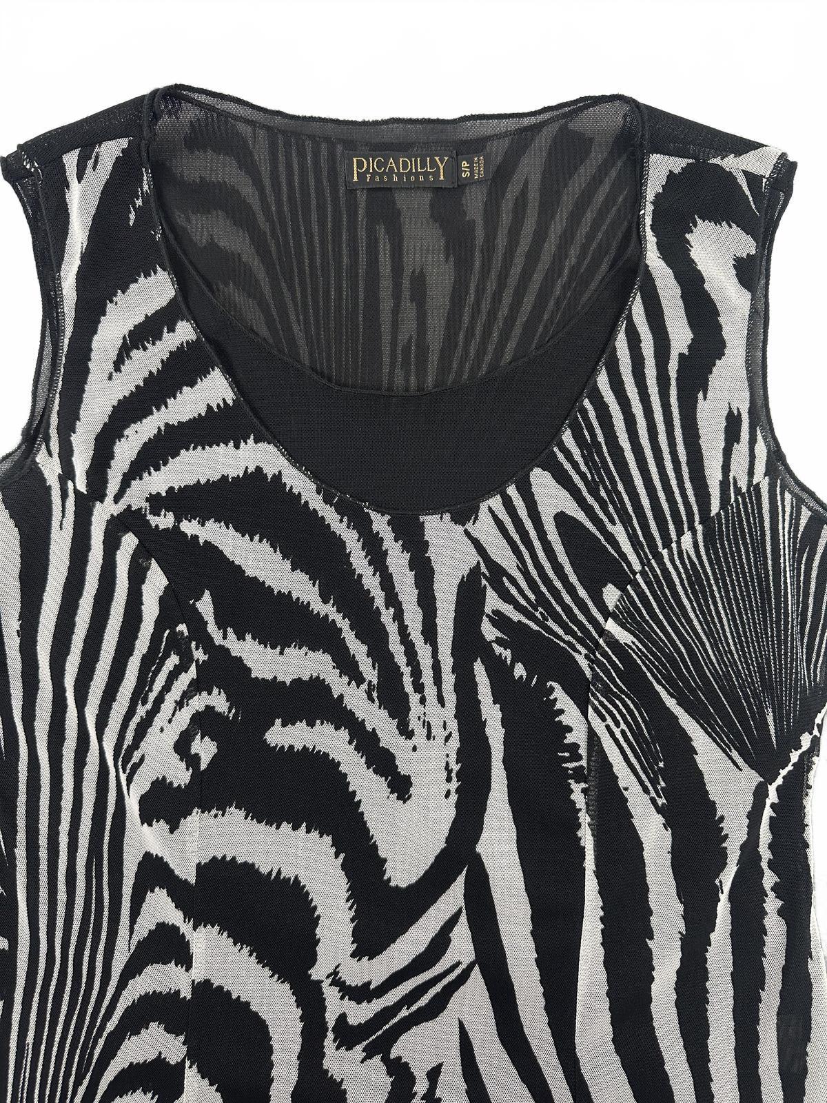 Picadilly Fashions Black and White Zebra Print Sleeveless Top
