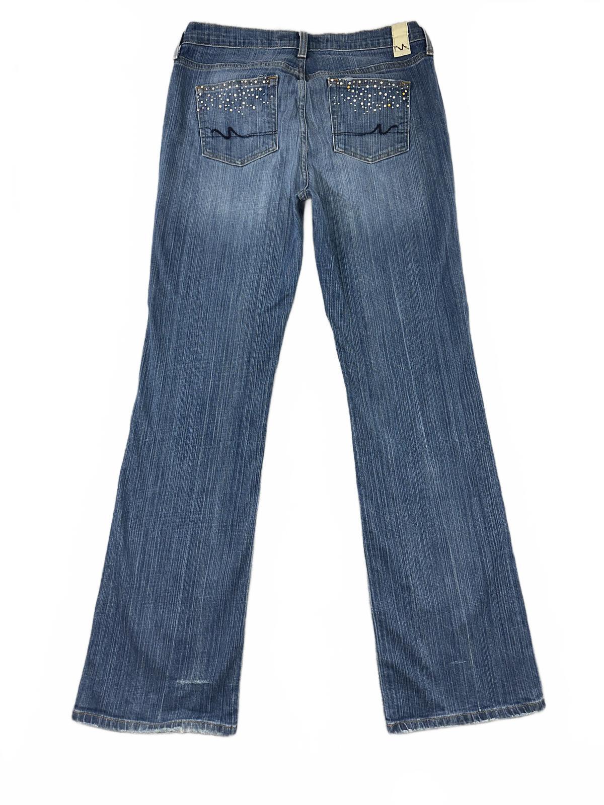 Manhattan Blue Denim Bootcut Jeans with Embellished Pockets