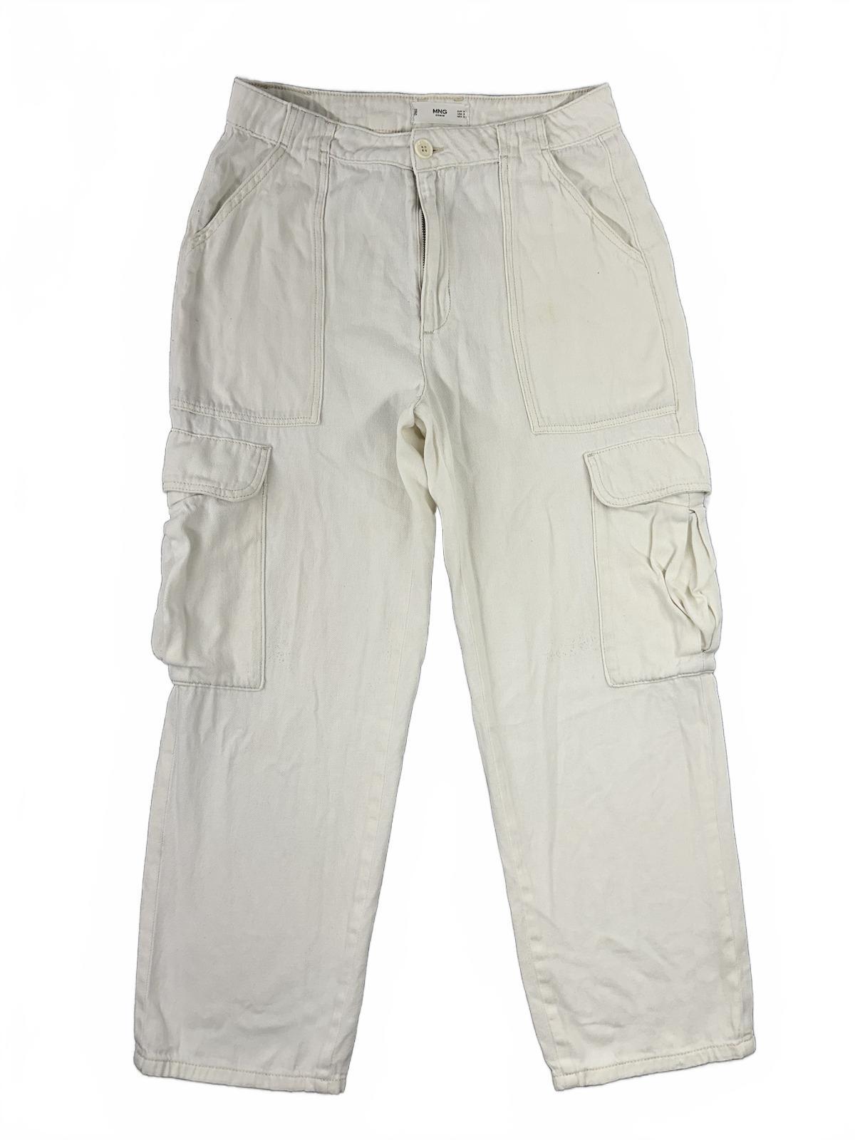 MNG Denim White Cargo Pants Relaxed Casual Utility