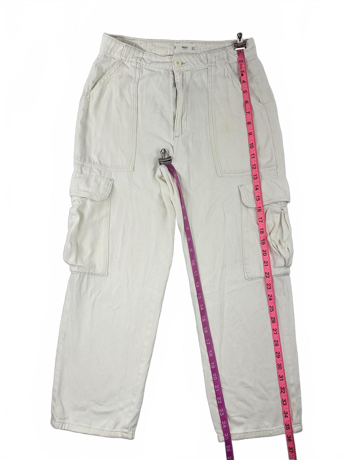 MNG Denim White Cargo Pants Relaxed Casual Utility