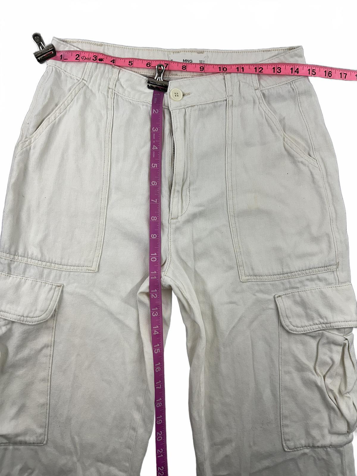 MNG Denim White Cargo Pants Relaxed Casual Utility