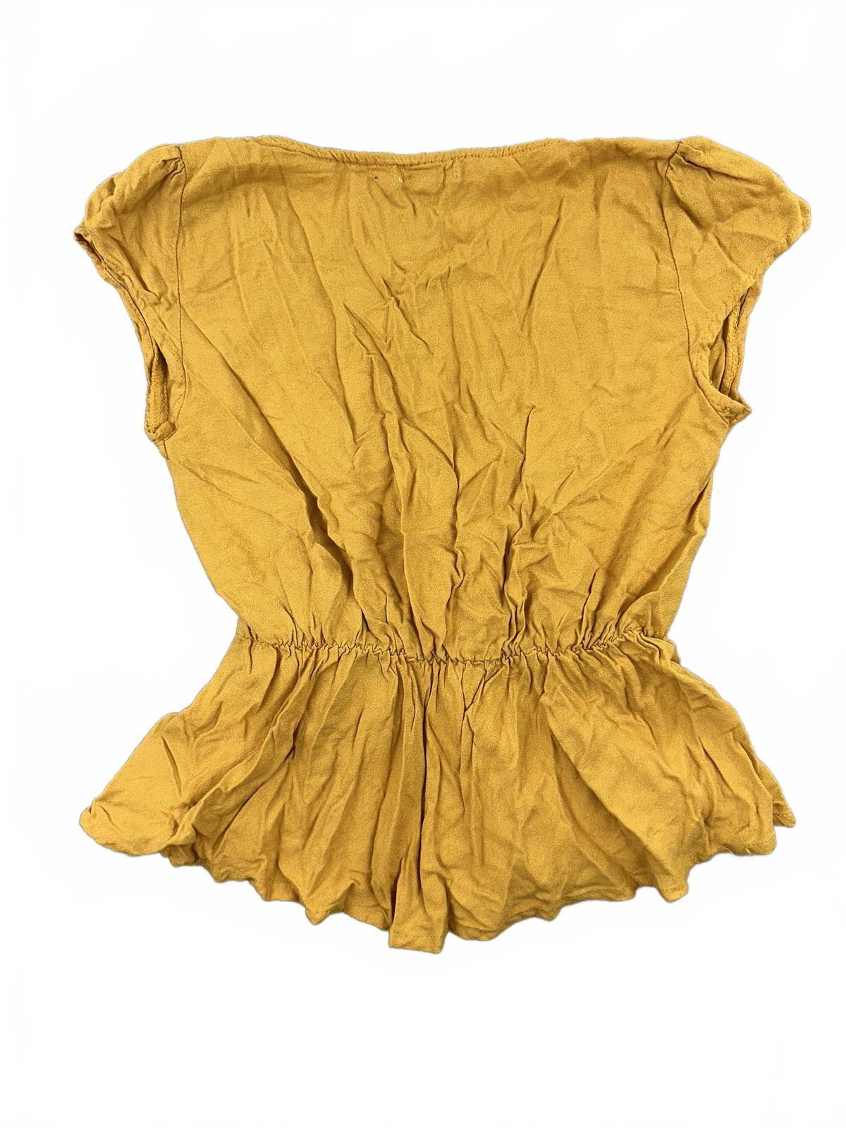 Love Fire Mustard Yellow Wrap Top Peplum Waist Casual Bohemian Summer