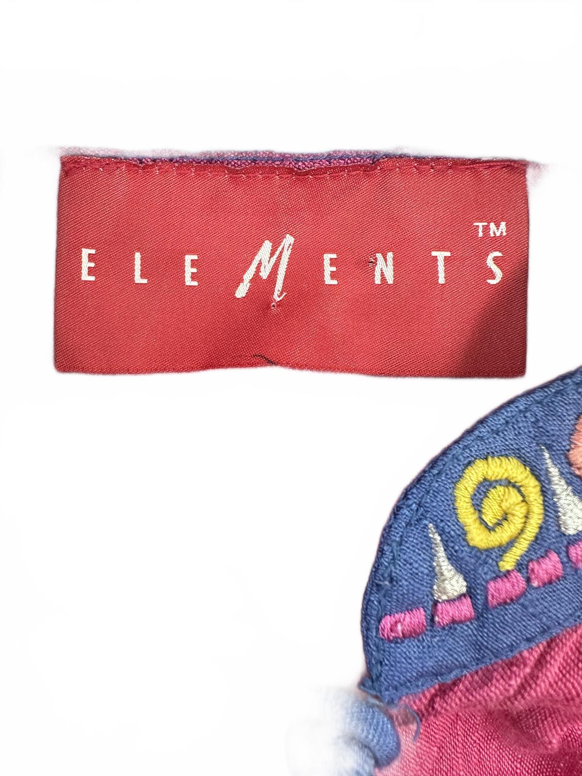 Elements Vintage Embroidered Bohemian Dress with Mandarin Collar Pink Blue