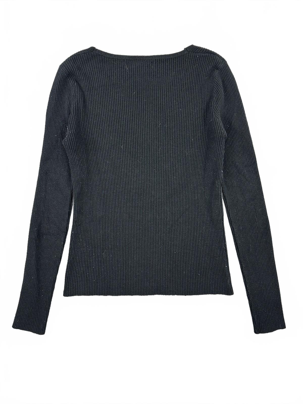 Heart & Moon Black Ribbed V Neck Sweater Long Sleeve