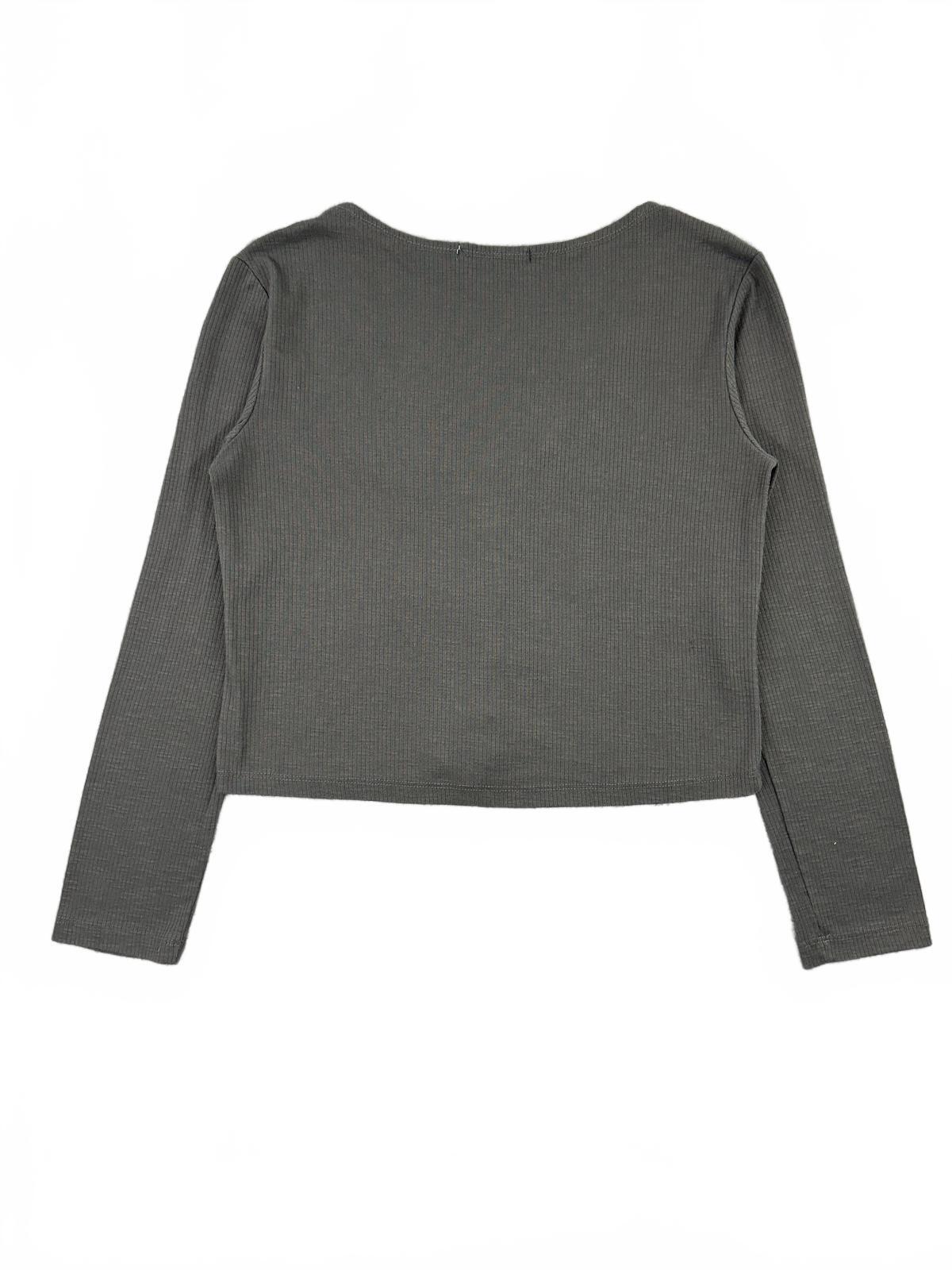 Gray Cropped Button Up Cardigan Minimalist Casual Preppy Fairycore