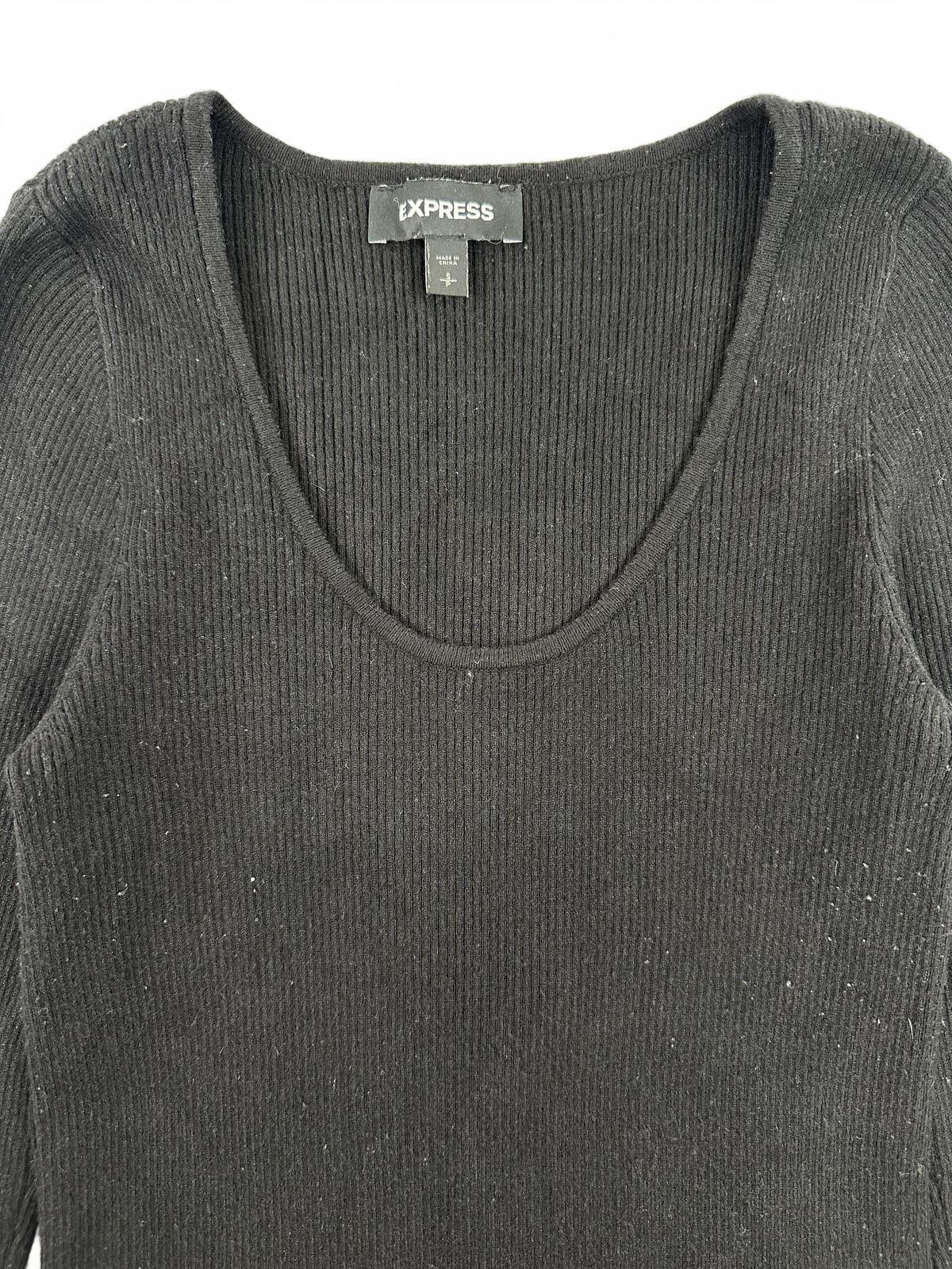 Express Black Ribbed Long Sleeve Scoop Neck Sweater