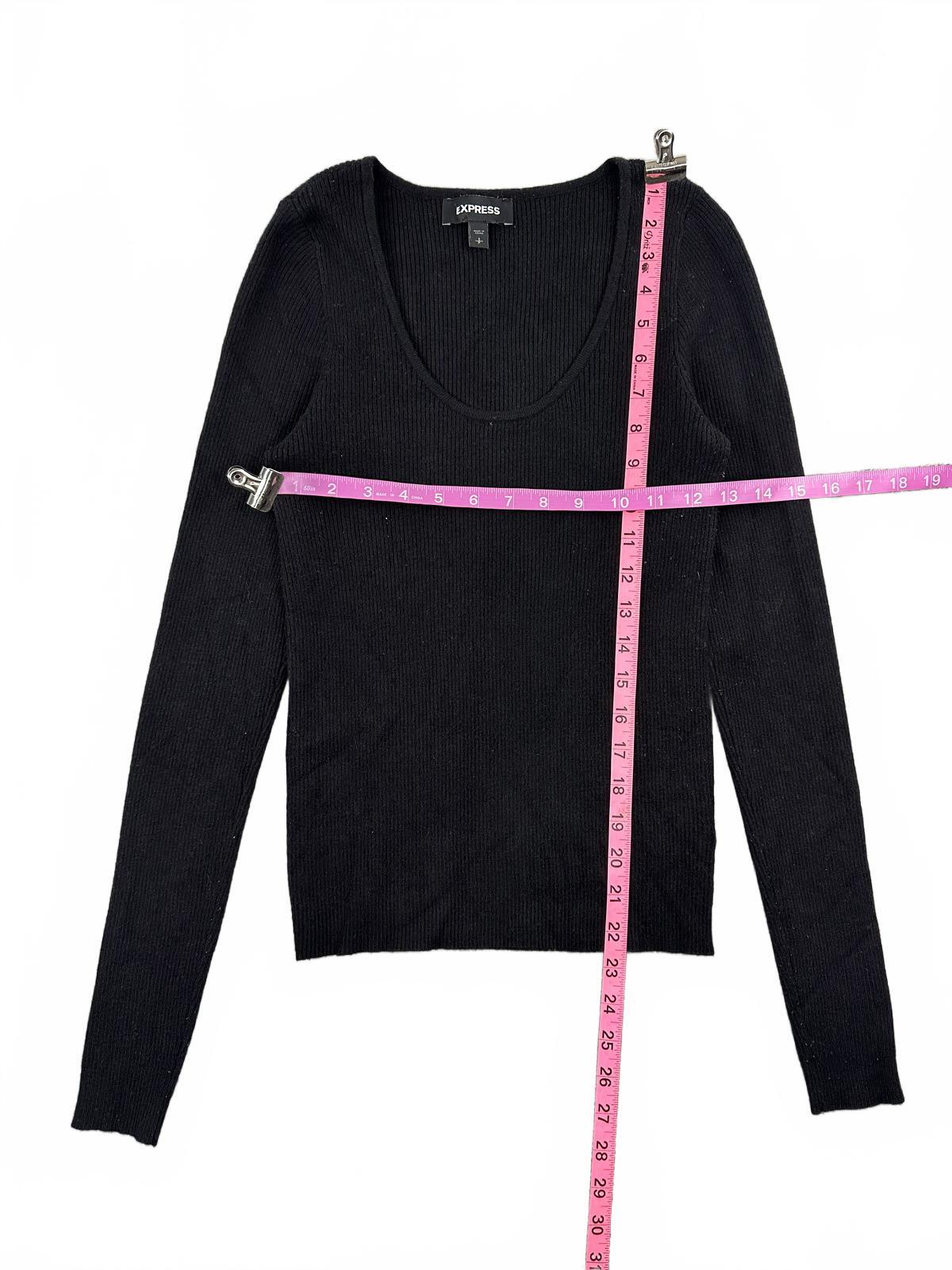 Express Black Ribbed Long Sleeve Scoop Neck Sweater