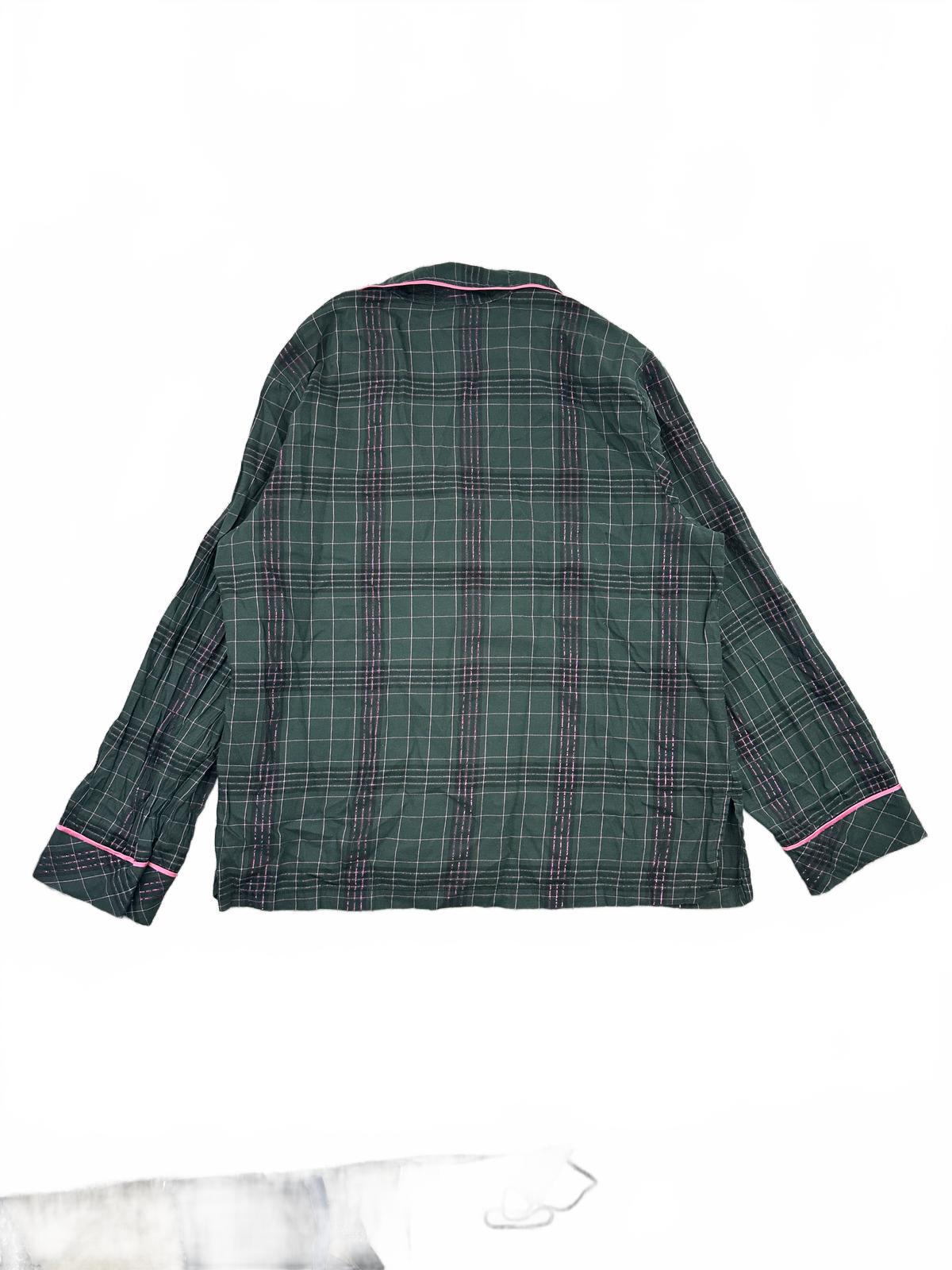 Victoria's Secret Green Plaid Pajama Shirt with Pink Piping