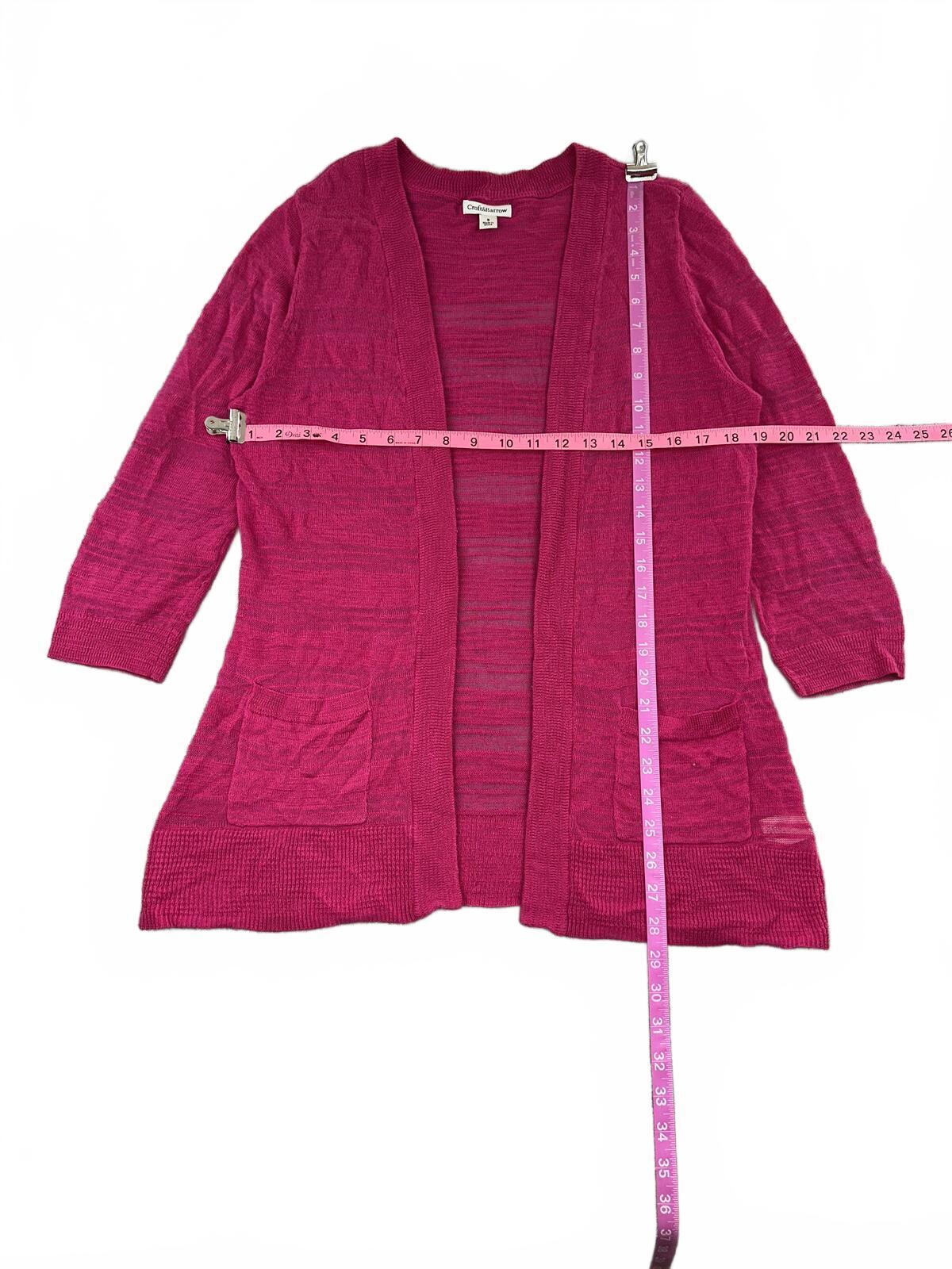 Croft & Barrow Pink Lightweight Knit Cardigan Open Front with Pockets