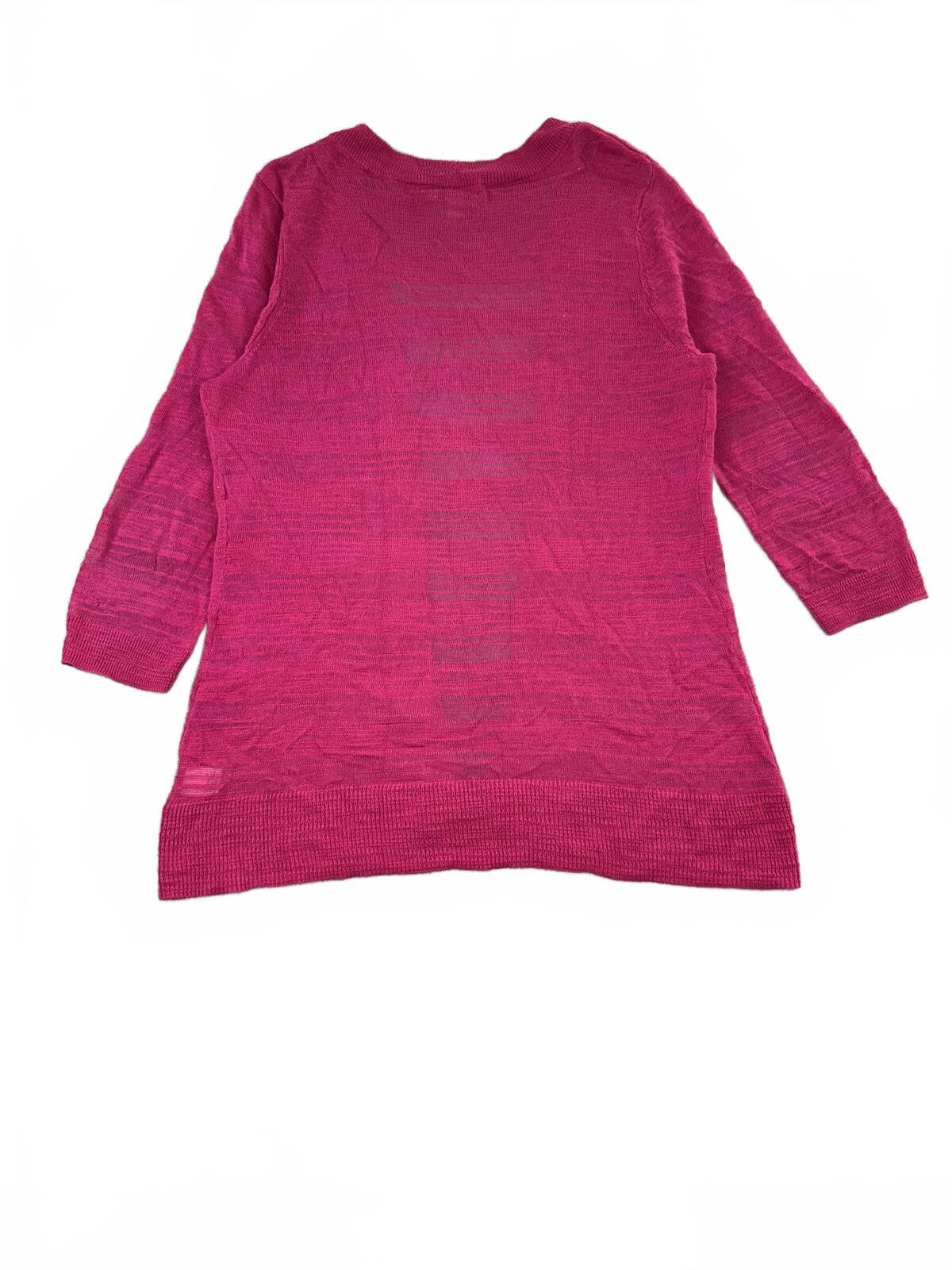 Croft & Barrow Pink Lightweight Knit Cardigan Open Front with Pockets